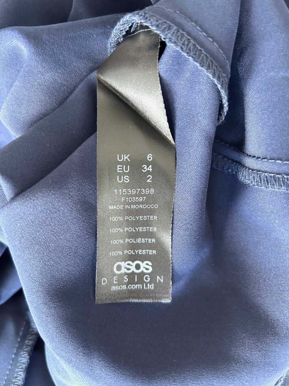 ASOS DESIGN Bias Cut Plunge Satin Midi Dress Racerback Navy US 2 NWT - Picture 7 of 9